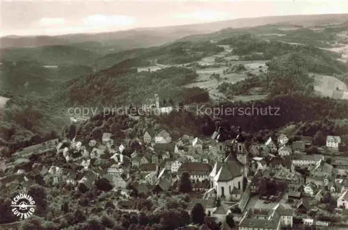 AK / Ansichtskarte Goessweinstein Fraenkische-Schweiz Wallfahrtskirche Burg Dorf Wald Huegel Kurort