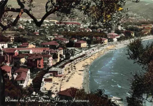 AK / Ansichtskarte Diano Marina Imperia Liguria IT Riviera-dei-Fiori Strand Panorama Promenade Badegaeste Haeuser Meer Berge