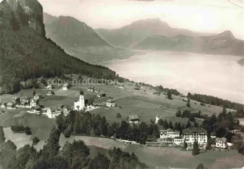 AK / Ansichtskarte Seelisberg UR Fliegeraufnahme Kirche Vierwaldstaettersee Berge Wald Wiesen Hotel Dorf