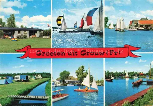 AK / Ansichtskarte Grouw Friesland NL See Segeln Segelboote Camping Kanal Hafen Bootsverleih Freizeitgebiet