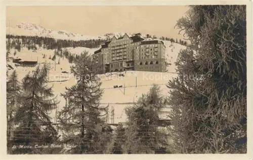 AK / Ansichtskarte St Moritz  SANKT MORITZ GR Carlton-Hotel Winter Schnee Tannen Engadin Wintersportort Berge Grosshotel