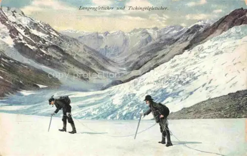 AK / Ansichtskarte Langengletscher Loetschental Kippel Raron VS Langengletscher Tschingelgletscher Bergsteiger Seil Gletscher Bergpanorama Loetschental