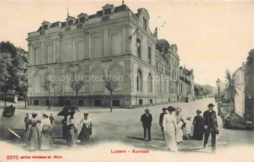 AK / Ansichtskarte LUZERN  LU Kursaal Theater Casino Fassade Passanten Baeume Promenade