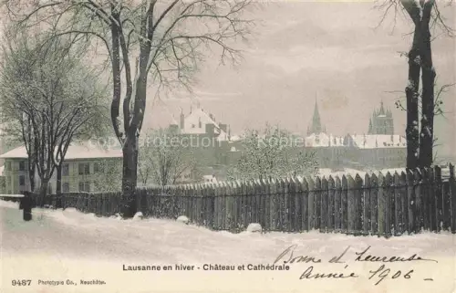 AK / Ansichtskarte LAUSANNE VD Château-de-Lausanne Cathédrale-de-Lausanne Winter Schnee Stadtansicht Zaun Tuerme