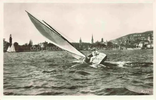 AK / Ansichtskarte ZueRICH  ZH Zuerichsee Segelboot See Stadtansicht Kirchtuerme Leuchtturm