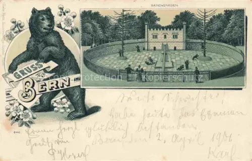 AK / Ansichtskarte BERN BE Baerengraben Baer Lithographie Brunnen Baeume Besucher