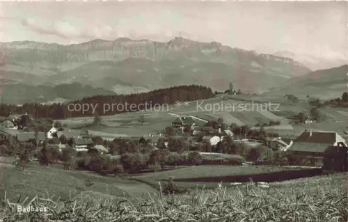 AK / Ansichtskarte Badhaus Heimenschwand THUN BE Badhaus Dorf Haeuser Felder Tannenwald Berge Felswand