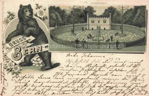 AK / Ansichtskarte BERN BE Baerengraeben Baer Lithographie Gruss-aus Brunnen Passanten