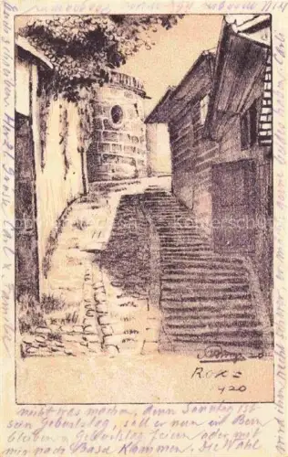 AK / Ansichtskarte BERN BE Bubenbergrain Treppe Turm Gasse Zeichnung Gymnasium Schulreisefonds Blauenstrasse Basel