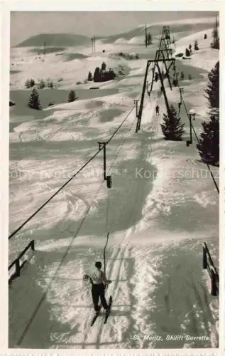 AK / Ansichtskarte St Moritz  SANKT MORITZ GR Skilift-Suvretta Skilift Skifahrer Schnee Winter Skipiste Engadin