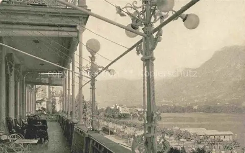 AK / Ansichtskarte LUGANO Lago di Lugano TI Hotel-Splendide Terrasse Veranda Luganersee Berge Lampen Seeufer