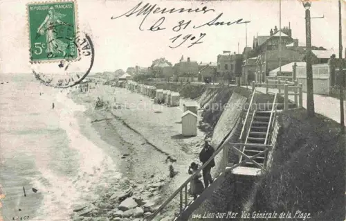 AK / Ansichtskarte Lion-sur-Mer CAEN 14 Calvados Vue-Générale-de-la-Plage Strand Strandkabinen Kueste Strandpromenade Wellen aermelkanal