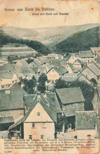 AK / Ansichtskarte Esch Taunus Waldems Hessen Gruss-aus Blick-auf-Esch-mit-Emstal Dorf Emstal Taunus Daecher Pfarrdorf