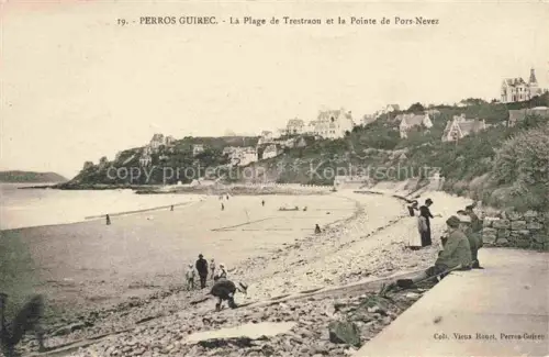 AK / Ansichtskarte PERROS-GUIREC Lannion 22 Cotes-d Armor La-Plage-de-Trestraou Pointe-de-Pors-Nevez Strand Badegaeste Steilkueste Villen Meer
