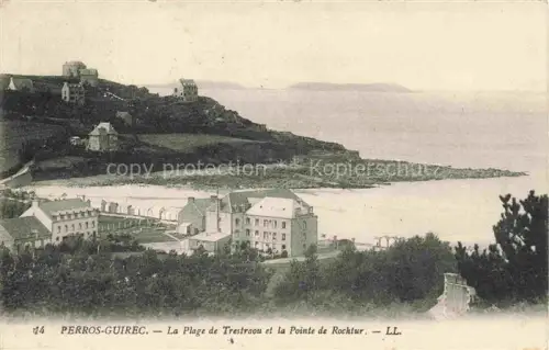 AK / Ansichtskarte Trestraou Perros-Guirec Lannion 22 Cotes-d Armor Plage-de-Trestraou Pointe-de-Rochtur Strand Klippen Meer Hotel Baeume
