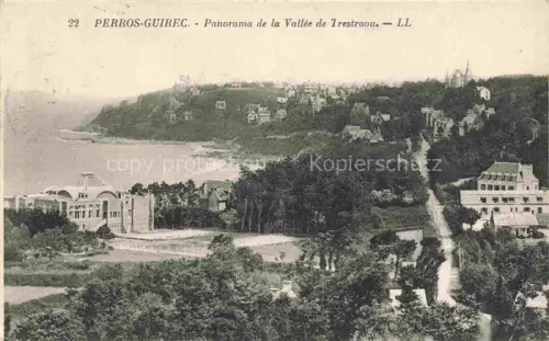 AK / Ansichtskarte Trestraou Perros-Guirec Lannion 22 Cotes-d Armor Vallée-de-Trestraou Strand Villas Baeume Meer