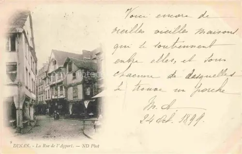 AK / Ansichtskarte DINAN 22 Cotes-d Armor Rue-de-l Apport Altstadt Fachwerkhaeuser Gasse Pflaster Geschaefte