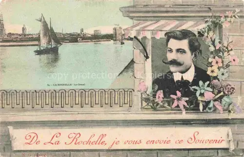 AK / Ansichtskarte LA ROCHELLE 17 Charente-Maritime Chenal Hafen Segelboote Tuerme Mann Blumen handkoloriert