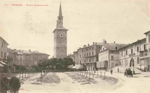 AK / Ansichtskarte Romans-sur-Isere VALENCE 26 Drome Place-Jacquemard Uhrturm Kirchturm Platz Markt Haeuser Kutsche