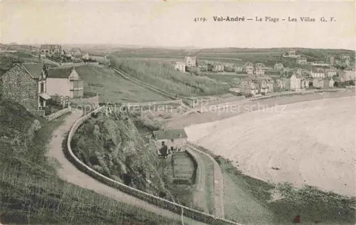 AK / Ansichtskarte Val-Andre Saint-Brieuc 22 Cotes-d Armor Plage Villas Strand Kueste Klippen Weg Panorama