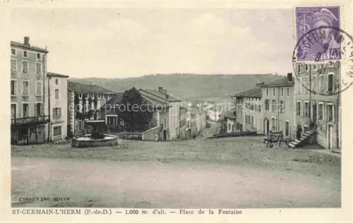 AK / Ansichtskarte St-Germain-l Herm AMBERT 63 Puy-de-Dome Place-de-la-Fontaine Brunnen Strassenszene Haeuser