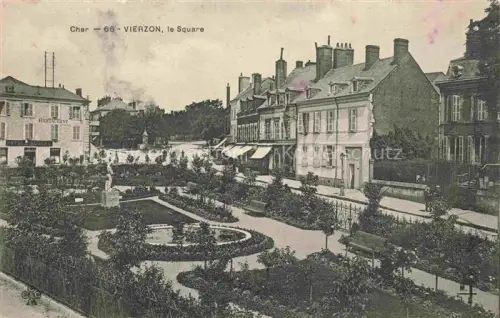 AK / Ansichtskarte VIERZON 18 Cher Square Park Strassenszene Restaurant Haeuser Baeume Statuen Gartenanlagen