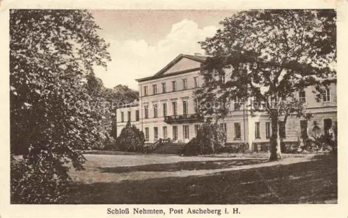 AK / Ansichtskarte Nehmten PLoeN Ascheberg Schleswig-Holstein Schloss-Nehmten Schloss Klassizismus Park Baeume Treppe Balkon Fassade