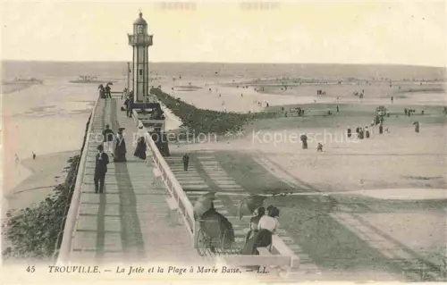 AK / Ansichtskarte TROUVILLE -SUR-MER 14 Calvados La-Jetée Plage-à-Marée-Basse Leuchtturm Strand Spaziergaenger Kinderwagen Sonnenschirm Ebbe