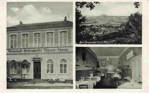 AK / Ansichtskarte Bad Bodendorf Sinzig Ahrweiler Rheinland-Pfalz Wirtschaft-Bodendorfer-Winzerverein Ahr Panorama Gaststube Weinlokal Dorf Huegel