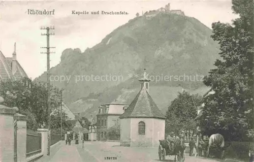 AK / Ansichtskarte Rhoendorf Bad Honnef NRW Kapelle Drachenfels Berg Pferdewagen Strasse Wohnhaeuser
