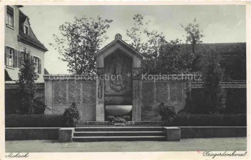 AK / Ansichtskarte Aichach Kriegerdenkmal Denkmal Madonnenrelief Gefallene Baeume Inschriften