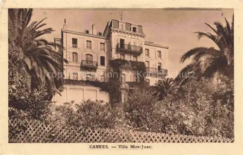 AK / Ansichtskarte CANNES 06 Alpes-Maritimes Villa-Mire-Juan Palmen Garten Cure-Solaire Orthopédie Route-d Antibes Balkon