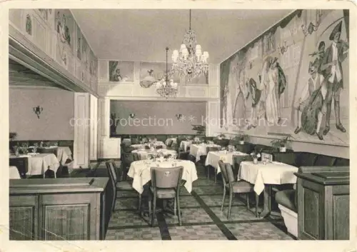AK / Ansichtskarte BERN BE Grand-Café-Restaurant-du-Théâtre Restaurant Innenraum Wandgemaelde Kronleuchter Gaststaette Tische