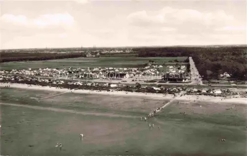 AK / Ansichtskarte Sahlenburg Nordseebad Cuxhaven Niedersachsen Strand Kueste Duenen Badeort Nordsee Siedlung Luftaufnahme