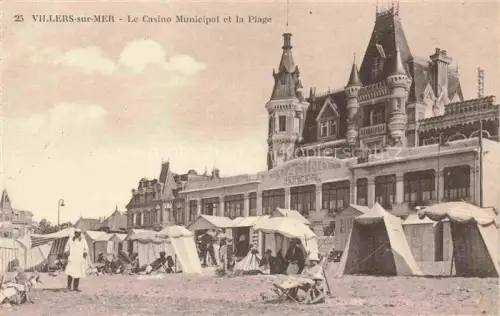 AK / Ansichtskarte VILLERS-SUR-MER Lisieux 14 Calvados Casino-Municipal La-Plage Strandkoerbe Badegaeste Zelte Schloss