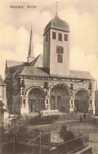 AK / Ansichtskarte VOUZIERS Aisne 08 Ardennes Kirche Romanisches-Portal Kirchturm Feldpostkarte WWI-Besetzung Treppen