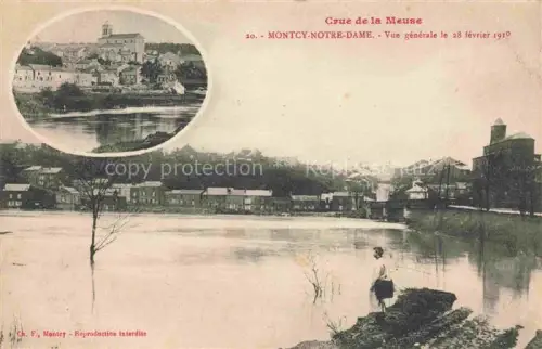 AK / Ansichtskarte Montcy-Notre-Dame 08 Ardennes Crue-de-la-Meuse Hochwasser Stadtansicht Meuse ueberschwemmung Kirche