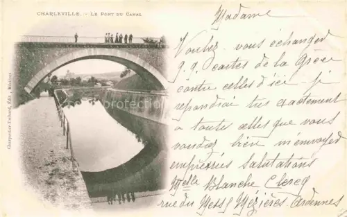 AK / Ansichtskarte CHARLEVILLE -MEZIERES 08 Ardennes Pont-du-Canal Kanalbruecke Bruecke Kanal Meuse Personen Brueckenboegen