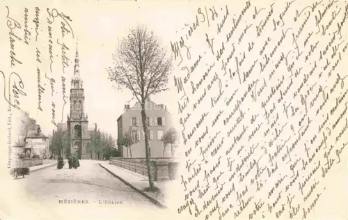 AK / Ansichtskarte CHARLEVILLE -MEZIERES 08 Ardennes L Eglise Kirchturm Kirche Baeume Strasse Passanten