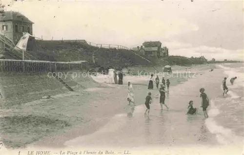 AK / Ansichtskarte Le Home-sur-Mer Merville-Franceville-Plage 14 Plage-à-l heure-du-Bain Strand Kinder Baden Strandmauer Villen Meer Wellen