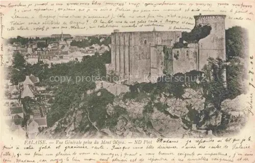 AK / Ansichtskarte Falaise  CAEN 14 Calvados Mont-Myra Burg Château Stadtansicht Felsen Baeume Dorf
