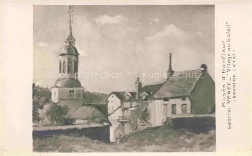 AK / Ansichtskarte HONFLEUR Lisieux 14 Calvados Gemaelde Kirche Dorf Kirchturm Malerei Musée-d Honfleur Village-au-Soleil