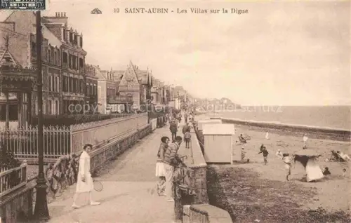 AK / Ansichtskarte Saint-Aubin-sur-Mer CAEN 14 Calvados Digue Villas Strandpromenade Badekabinen Tennisspieler Strandleben