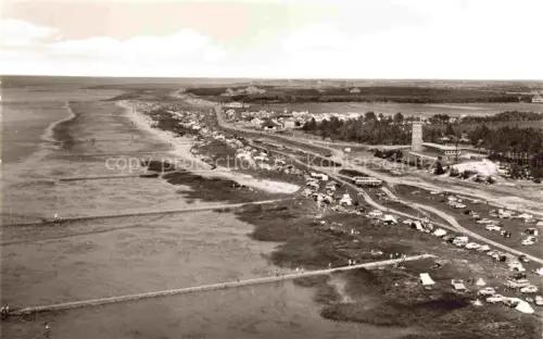 AK / Ansichtskarte Sahlenburg Nordseebad Cuxhaven Niedersachsen Strand Campingplatz Turm Duenen Kueste Nordsee Autos