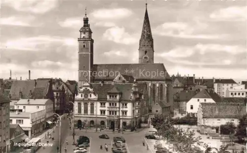AK / Ansichtskarte INGOLSTADT  CITY Stadtplatz Kirche Rathaus Kirchturm Autos Wohnhaeuser