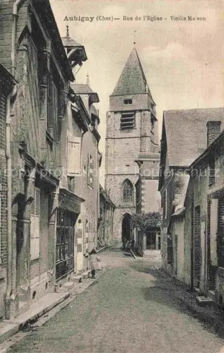 AK / Ansichtskarte Marseilles-les-Aubigny Bourges 18 Cher Rue-de-l Eglise Vieille-Maison Kirchturm Kopfsteinpflaster Gasse Kind