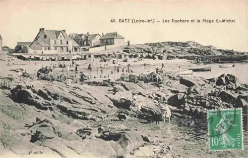 AK / Ansichtskarte Batz-sur-Mer Saint-Nazaire 44 Loire-Atlantique Rochers Plage-St-Michel Strand Felsen Badegaeste Haeuser Boote Meer