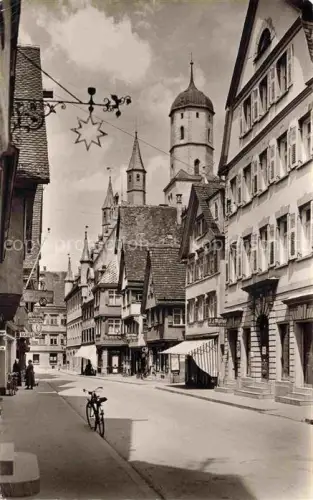 AK / Ansichtskarte BIBERACH  Riss BW Hindenburgstrasse Kirchturm Altstadt Fachwerkhaus Schild Fahrrad Geschaefte