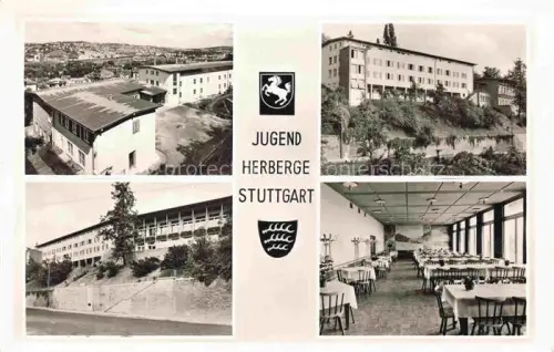 AK / Ansichtskarte STUTTGART  CITY Jugendherberge Speisesaal Gebaeude Stadtansicht Wappen