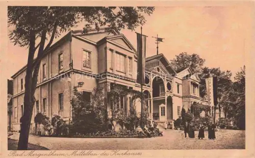 AK / Ansichtskarte BAD MERGENTHEIM BW Kurhaus Mittelbau Villa Terrasse Kurort Passanten Garten Fahnenmast